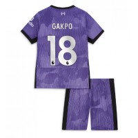 Camisa de Futebol Liverpool Cody Gakpo #18 Equipamento Alternativo Infantil 2023-24 Manga Curta (+ Calças curtas)